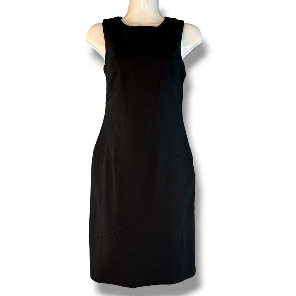 White House Black Market Little Black Solid Seamed Sheath Dress Sleeveless 2P